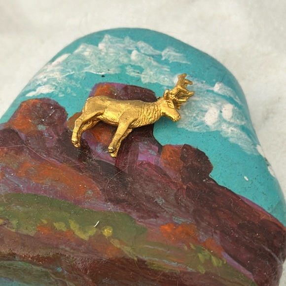 Brass Elk Statue 1” - Picture 1 of 3